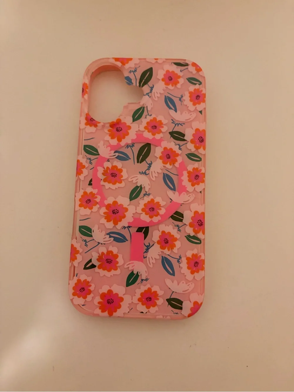 Floral Pink Protective Phone Case with Built-In Grip